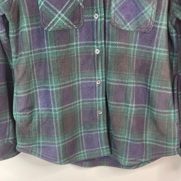 REALTREE Plaid Fleece Hooded Shirt Jacket Navy Green Sherpa Lined Pockets Size S - Picture 4 of 15